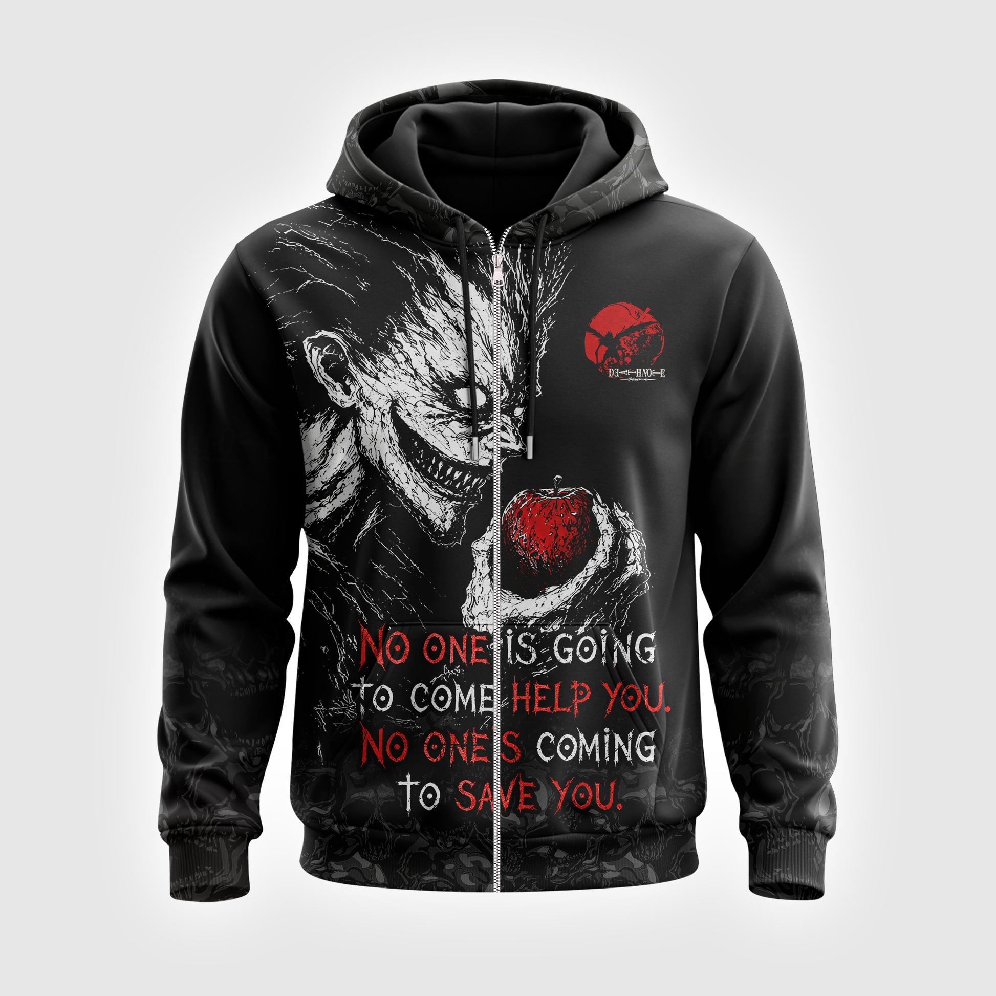 Dark Anime Reaper Graphic Shirt — Gothic Apple Horror T-Shirt — Sweatshirt — Hoodie & Zip Hoodie — S - Custom Fan Apparel Image 4