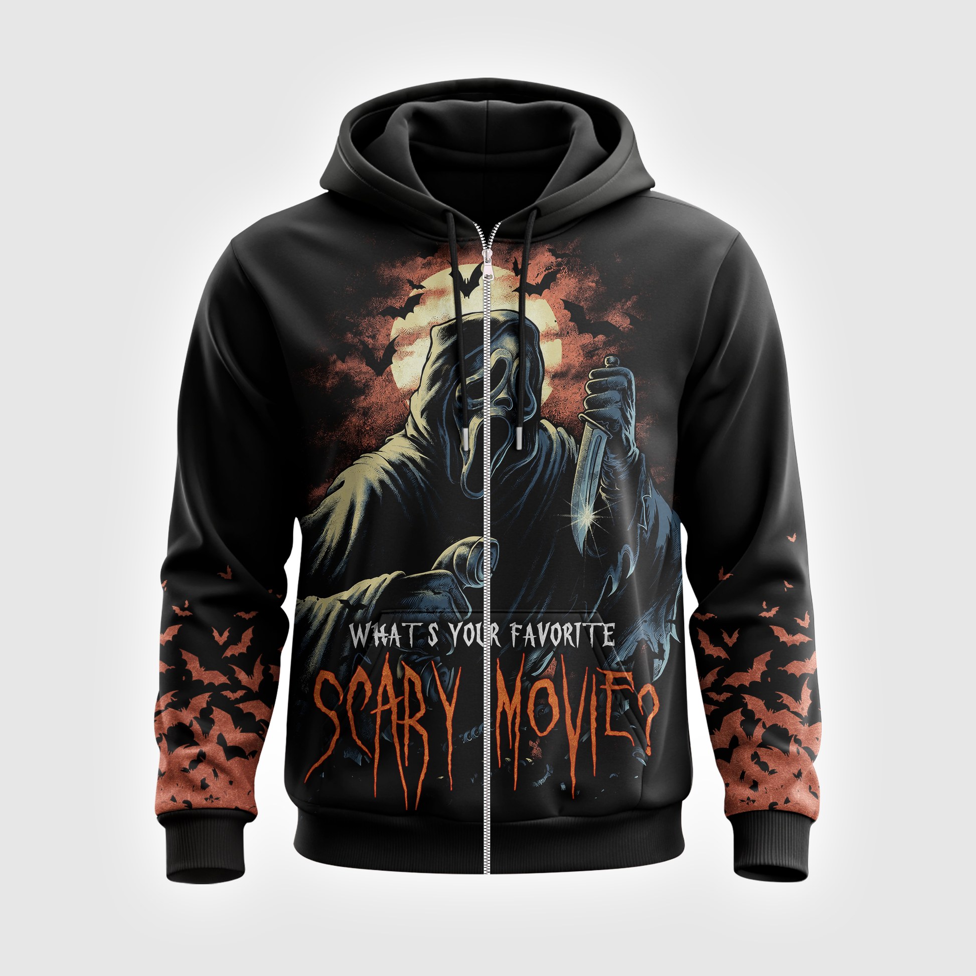 Halloween Ghost Mask Horror Shirt — Scary Movie Graphic T-Shirt — Sweatshirt — Hoodie & Zip Hoodie — - Custom Fan Apparel Image 4