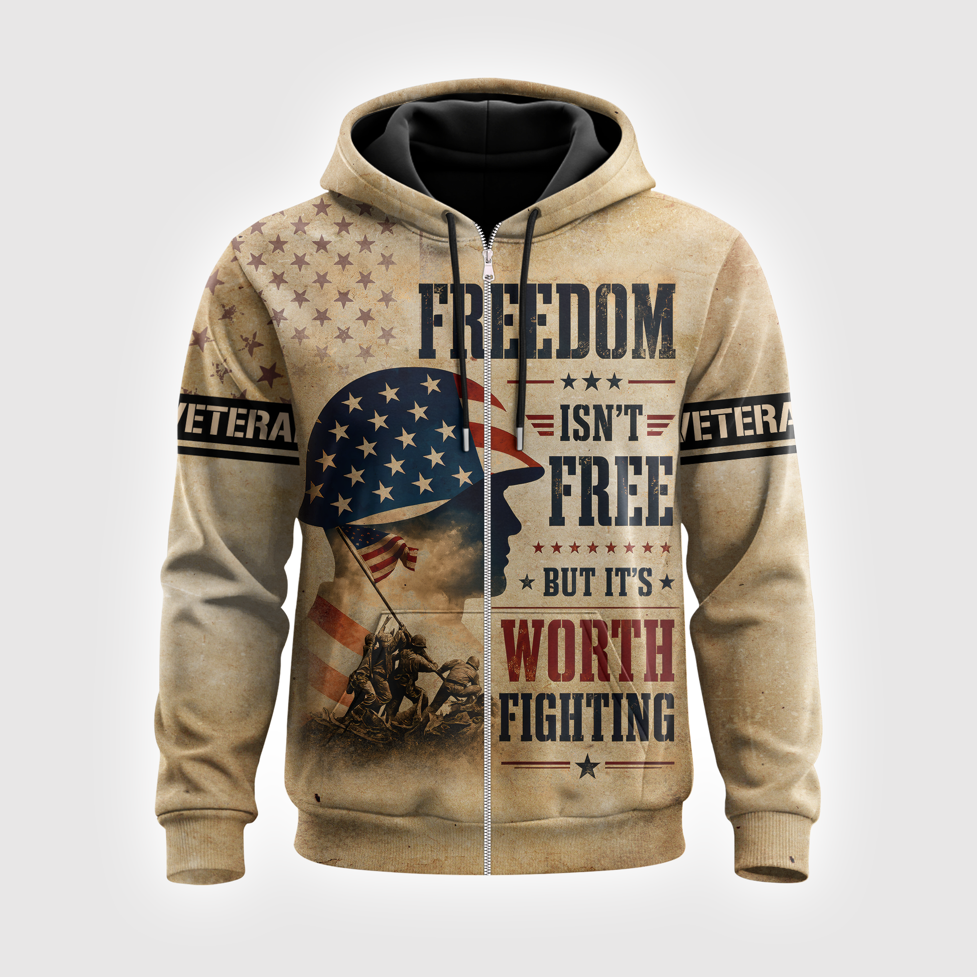 American Veteran Faith Shirt — Jesus Christ Veteran Graphic T-Shirt — Sweatshirt — Hoodie & Zip Hood - Custom Fan Apparel Image 6
