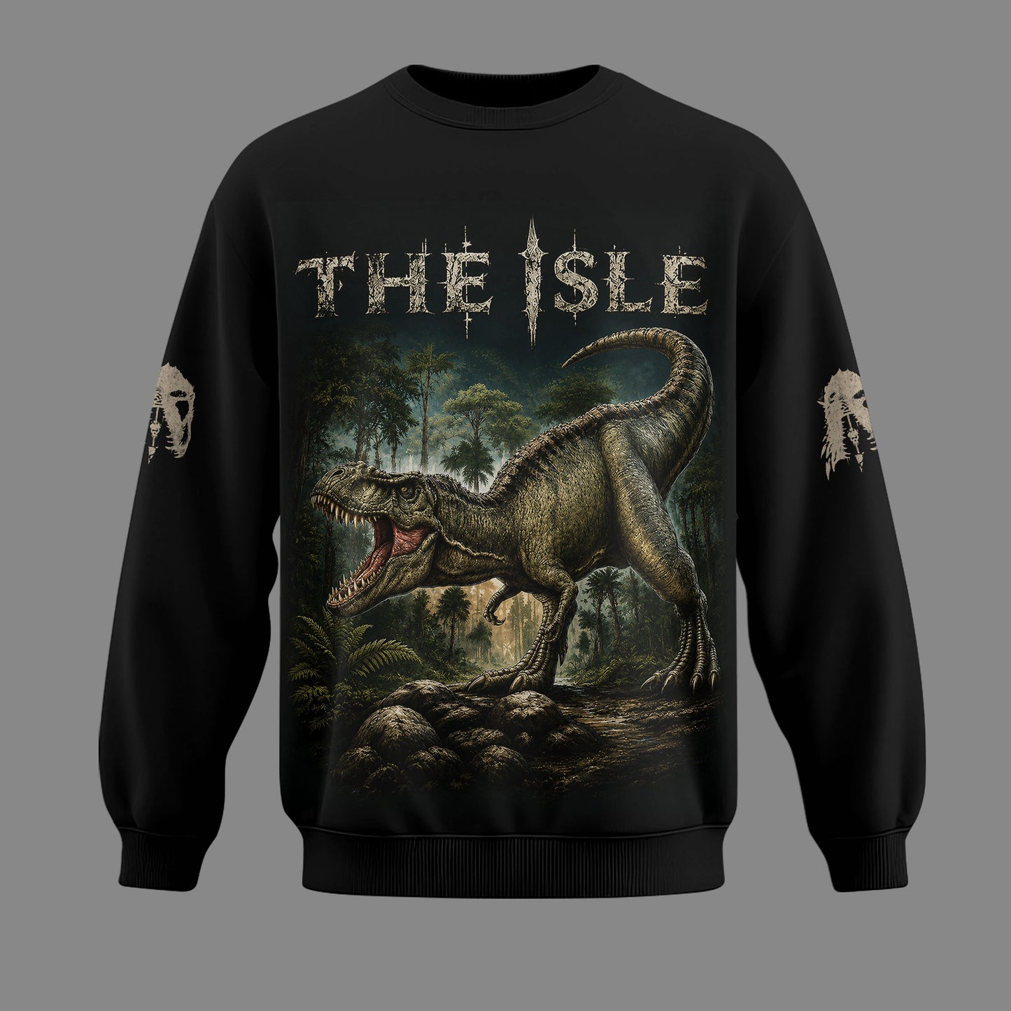 The Isle Dinosaur Apparel Collection — T-Rex Jungle Graphic Hoodie, Zip Hoodie, Sweatshirt & T-Shirt