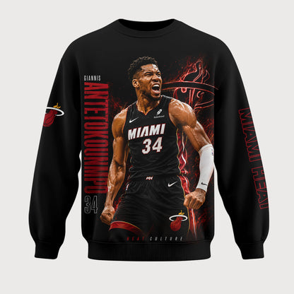 Giannis Antetokounmpo 34 Miami Basketball Fan Shirt, Hoodie, Sweatshirt & Zip Hoodie | Heat Inspired NBA Apparel