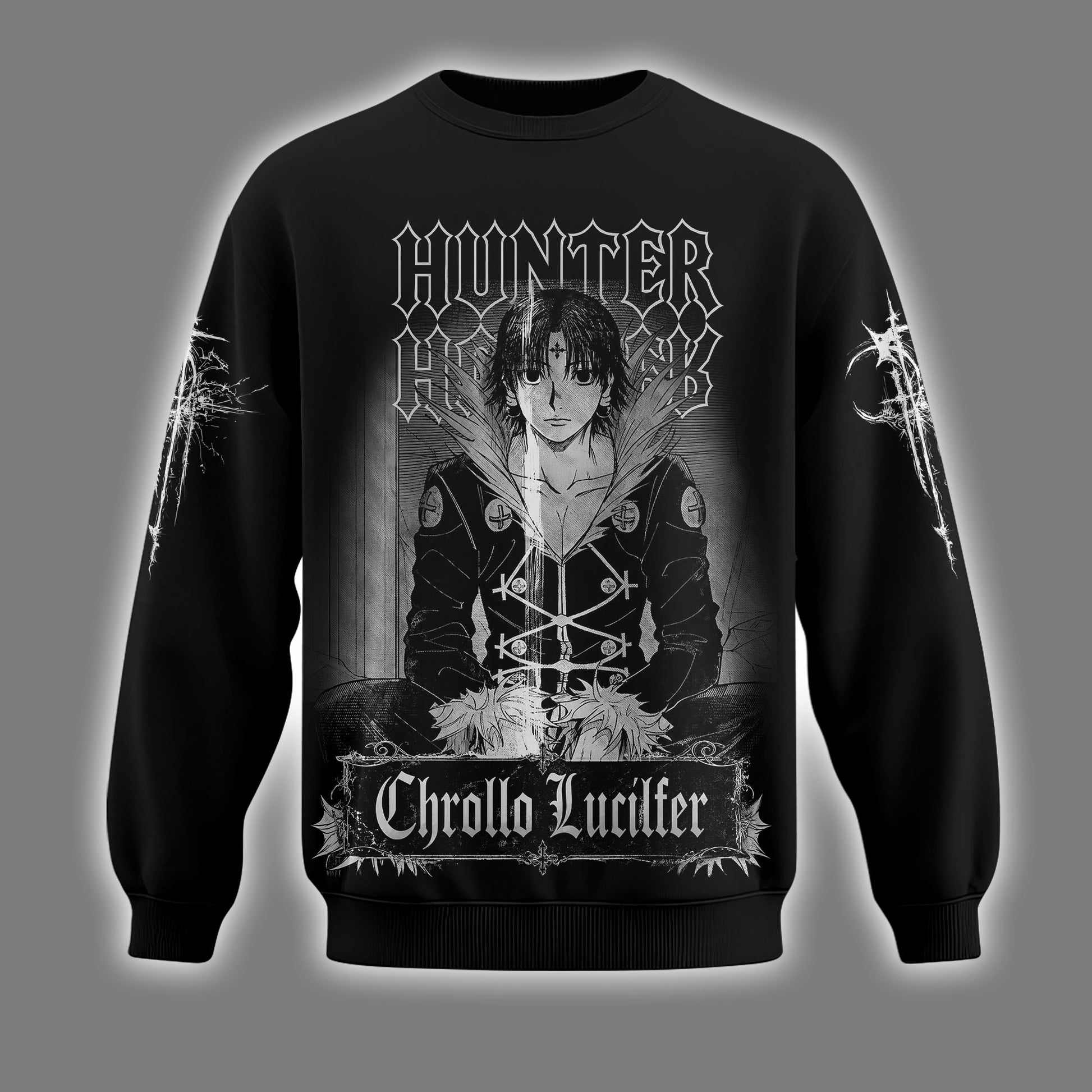 Dark Anime Hunter Graphic Shirt — Chrollo Inspired T-Shirt — Sweatshirt — Hoodie & Zip Hoodie — Goth - Custom Fan Apparel Image 3
