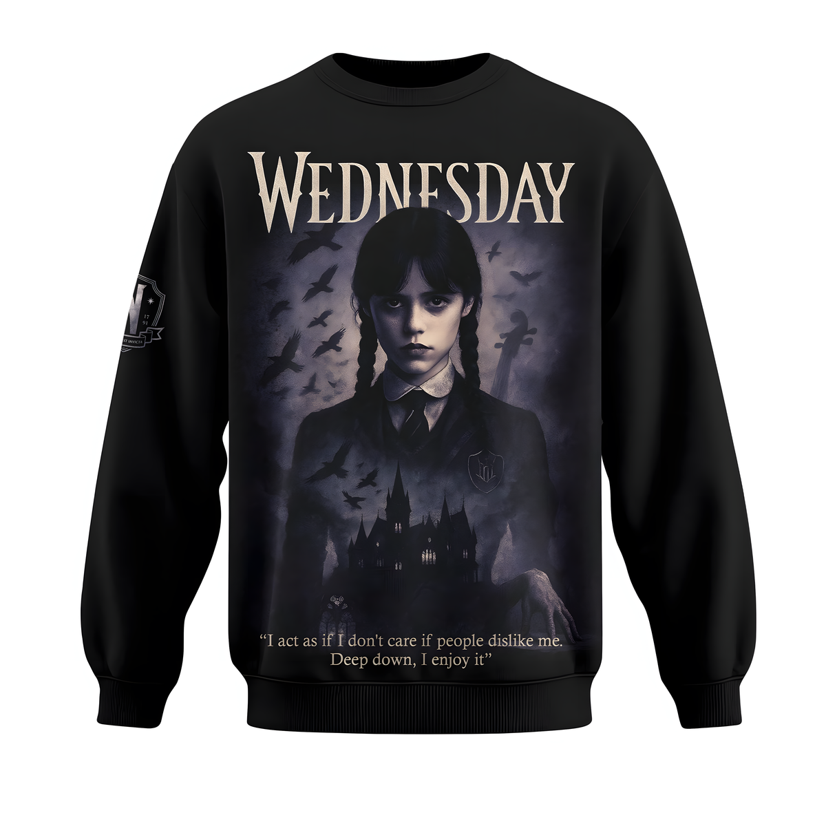 Wednesday Gothic Girl Hoodie, Dark Academy Graphic Sweatshirt, Raven Quote Shirt, Spooky Addams Style Tee, Black Zip Hoodie Gift