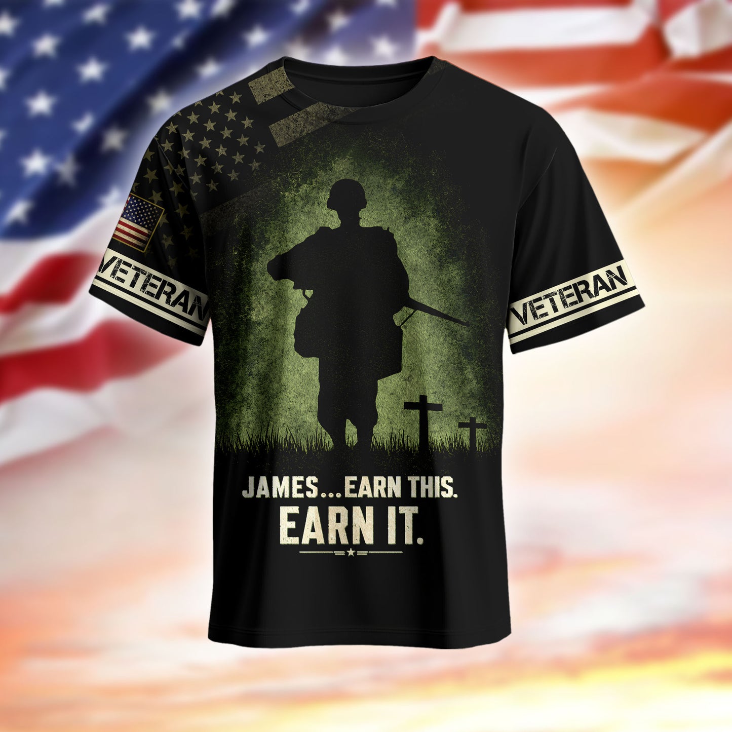 American Veteran Faith Shirt — Jesus Christ Veteran Graphic T-Shirt — Sweatshirt — Hoodie & Zip Hood - Custom Fan Apparel Image 1