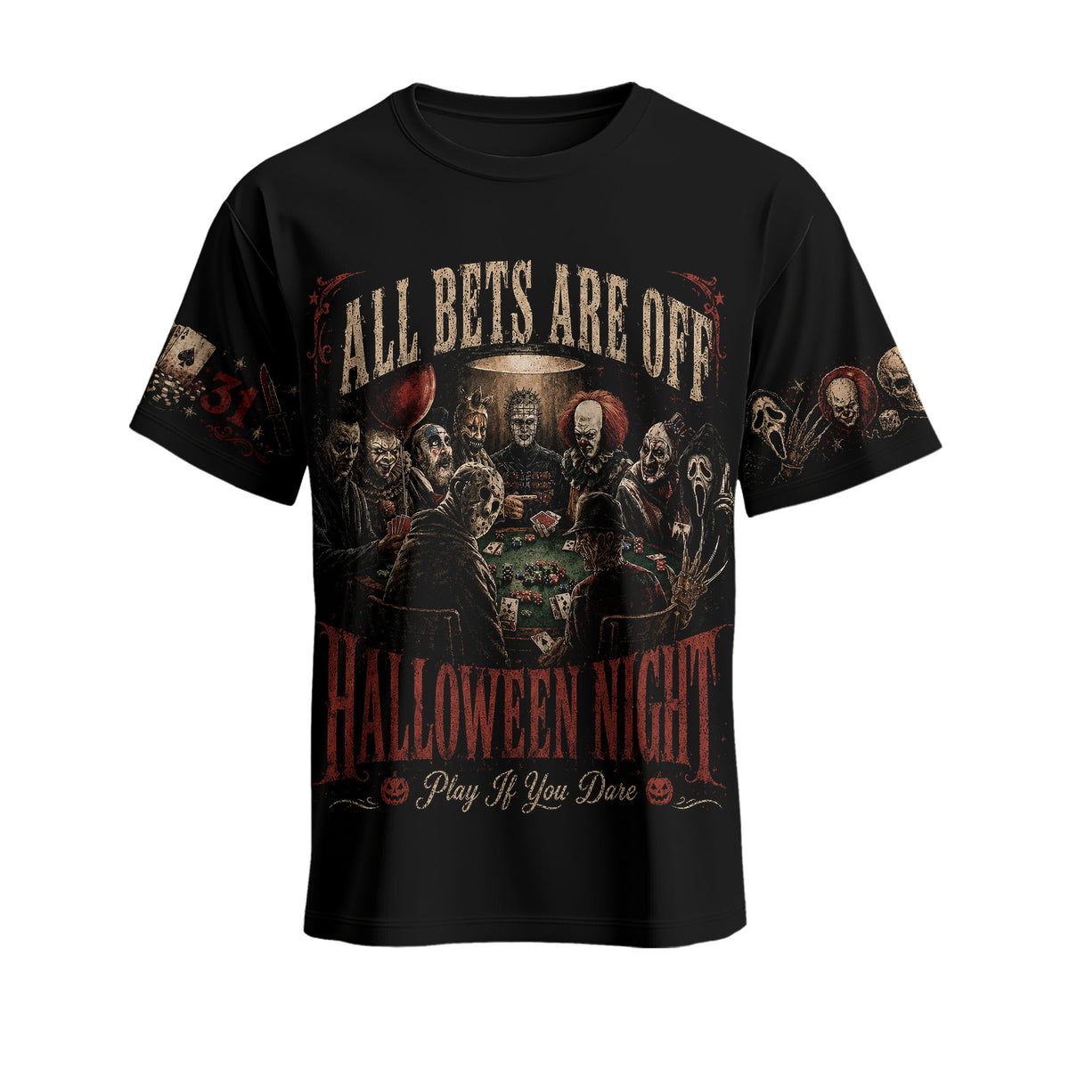 Halloween Night Horror Shirt — Scary Poker Graphic Sweatshirt Hoodie