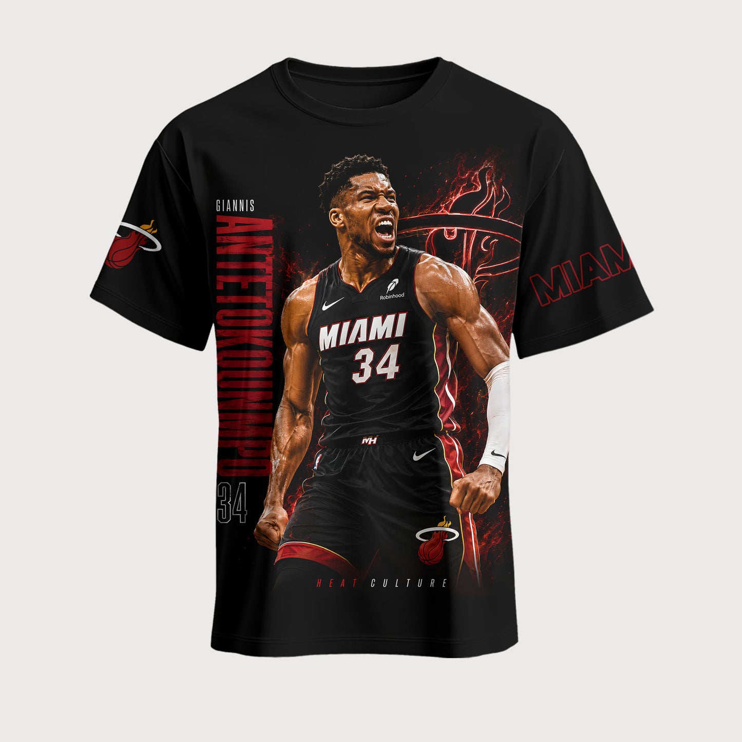 Giannis Antetokounmpo 34 Miami Basketball Fan Shirt, Hoodie, Sweatshirt & Zip Hoodie | Heat Inspired NBA Apparel