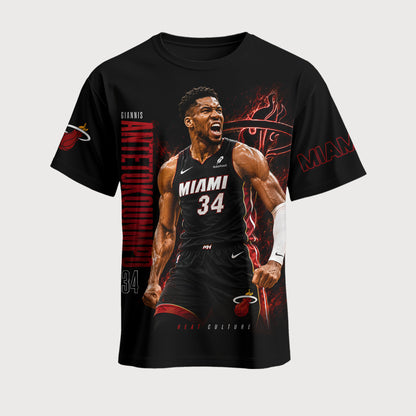 Giannis Antetokounmpo 34 Miami Basketball Fan Shirt, Hoodie, Sweatshirt & Zip Hoodie | Heat Inspired NBA Apparel