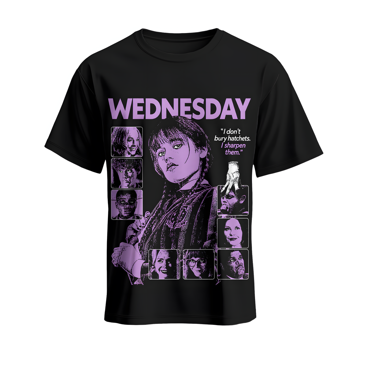 Wednesday Purple Graphic Hoodie, Gothic Girl Sweatshirt, Dark Academy T-Shirt, Spooky Quote Zip Hoodie, Black Horror Apparel