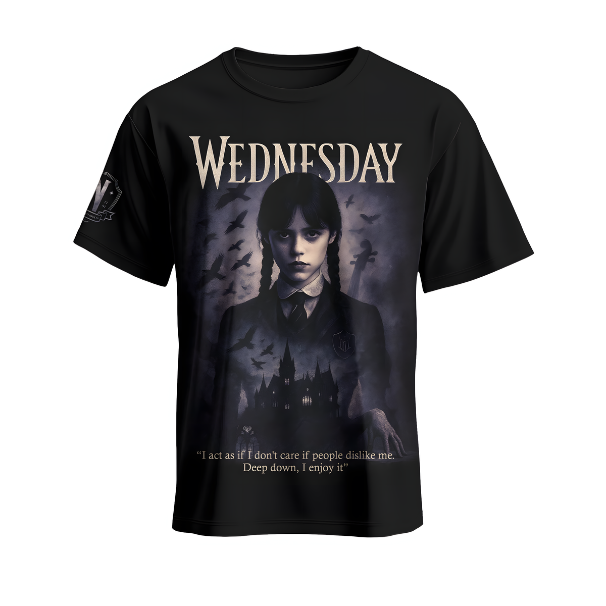Wednesday Gothic Girl Hoodie, Dark Academy Graphic Sweatshirt, Raven Quote Shirt, Spooky Addams Style Tee, Black Zip Hoodie Gift