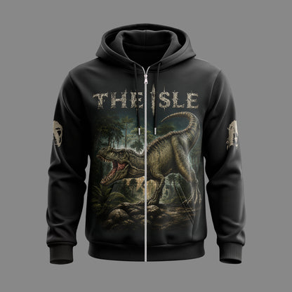 The Isle Dinosaur Apparel Collection — T-Rex Jungle Graphic Hoodie, Zip Hoodie, Sweatshirt & T-Shirt