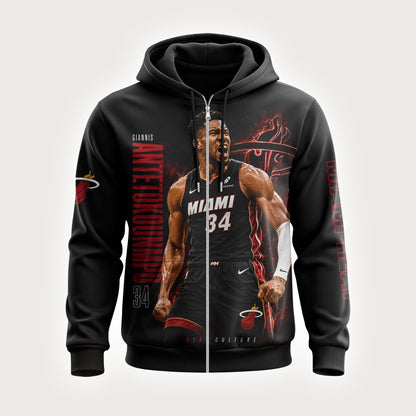 Giannis Antetokounmpo 34 Miami Basketball Fan Shirt, Hoodie, Sweatshirt & Zip Hoodie | Heat Inspired NBA Apparel