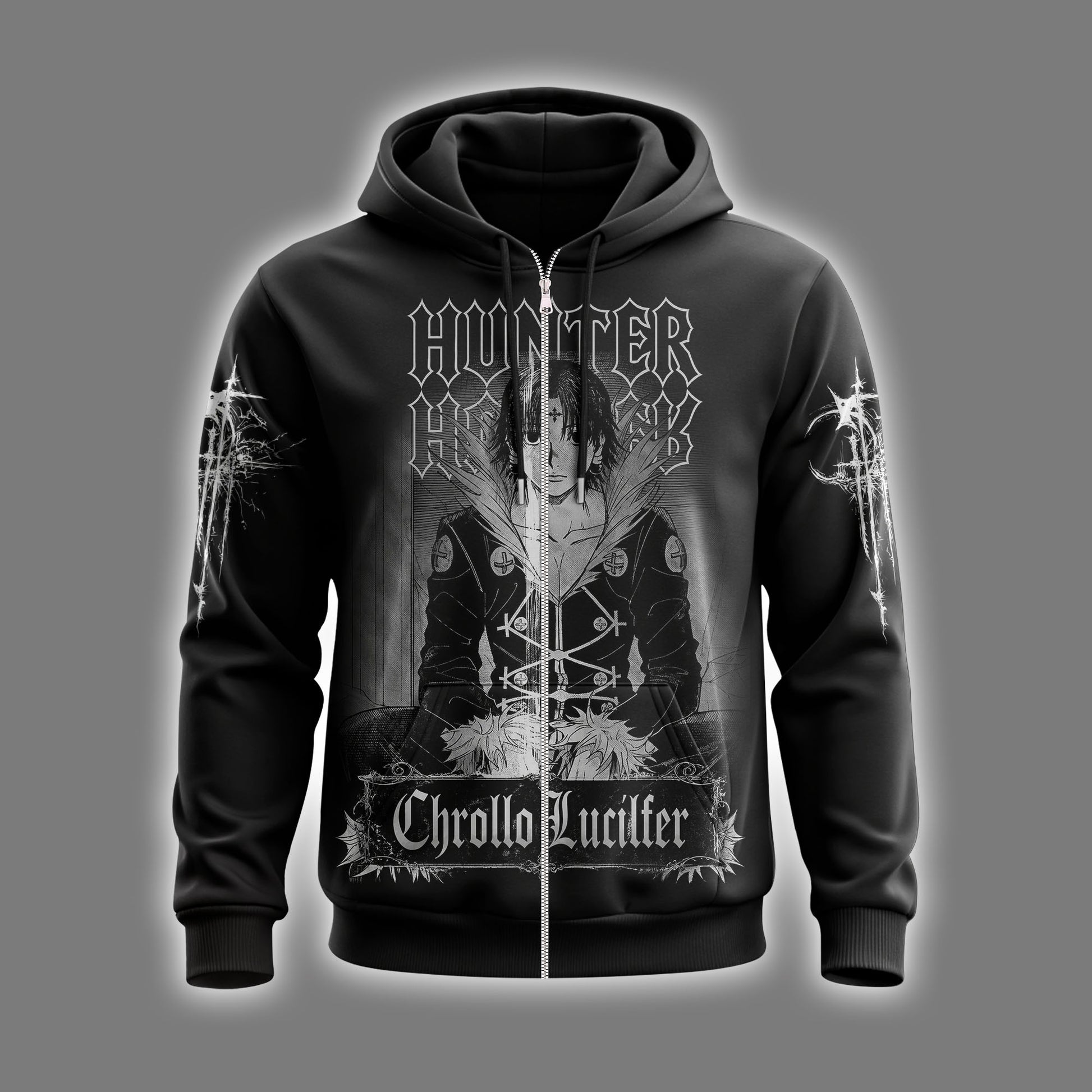 Dark Anime Hunter Graphic Shirt — Chrollo Inspired T-Shirt — Sweatshirt — Hoodie & Zip Hoodie — Goth - Custom Fan Apparel Image 7