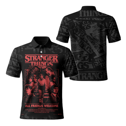 Stranger Things Black Graphic Hoodie, Upside Down Shirt, All Friends Welcome Sweatshirt, Horror Polo, Zip Hoodie, T-Shirt
