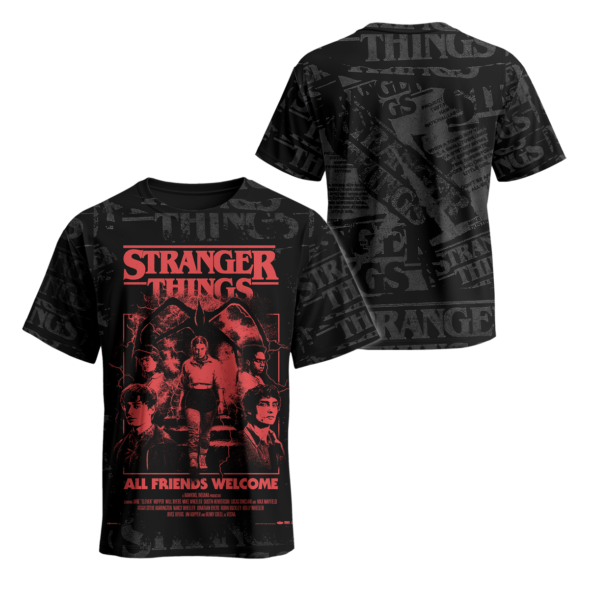 Stranger Things Black Graphic Hoodie, Upside Down Shirt, All Friends Welcome Sweatshirt, Horror Polo, Zip Hoodie, T-Shirt