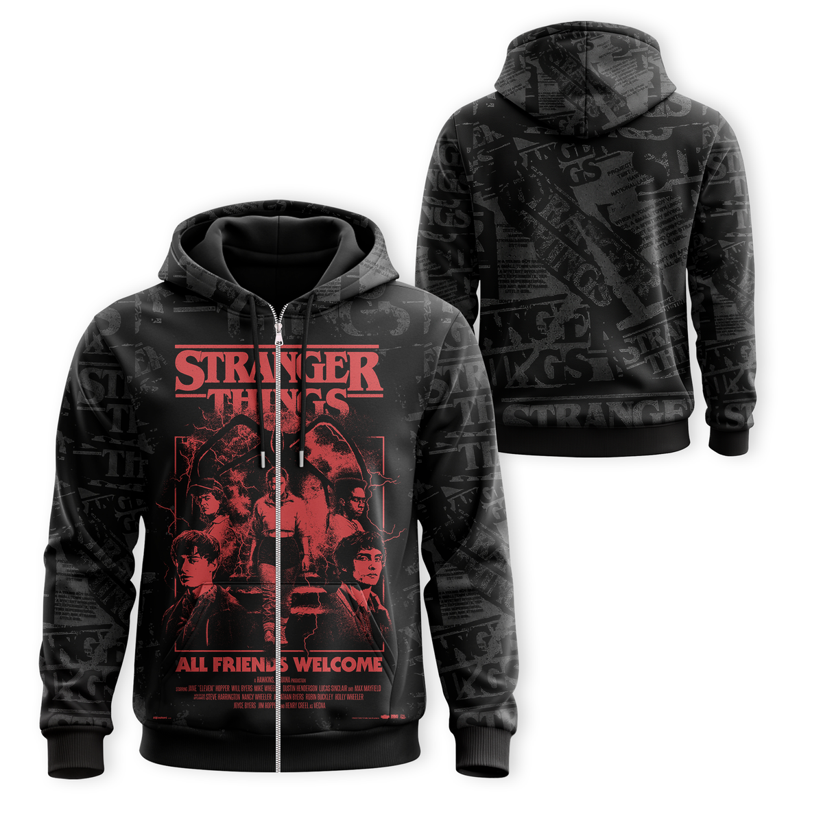Stranger Things Black Graphic Hoodie, Upside Down Shirt, All Friends Welcome Sweatshirt, Horror Polo, Zip Hoodie, T-Shirt