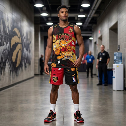 Halloween Basketball Jersey And Shorts Set, Cartoon Cat Sport Fan Outfit | 30 Teams Available