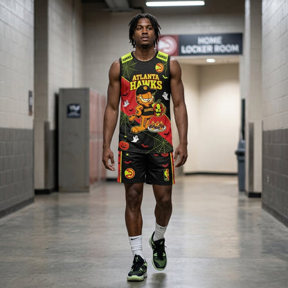 Halloween Basketball Jersey And Shorts Set, Cartoon Cat Sport Fan Outfit | 30 Teams Available