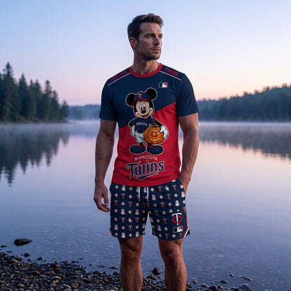 Halloween Baseball Fan T-Shirt And Shorts Set, Cartoon Mouse Sport Outfit | 30 Teams Available