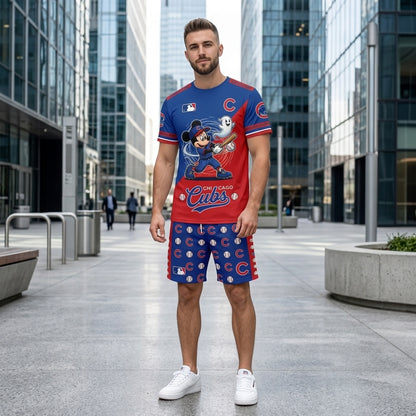 Halloween Baseball Fan T-Shirt And Shorts Set, Cartoon Mouse Sport Outfit | 30 Teams Available