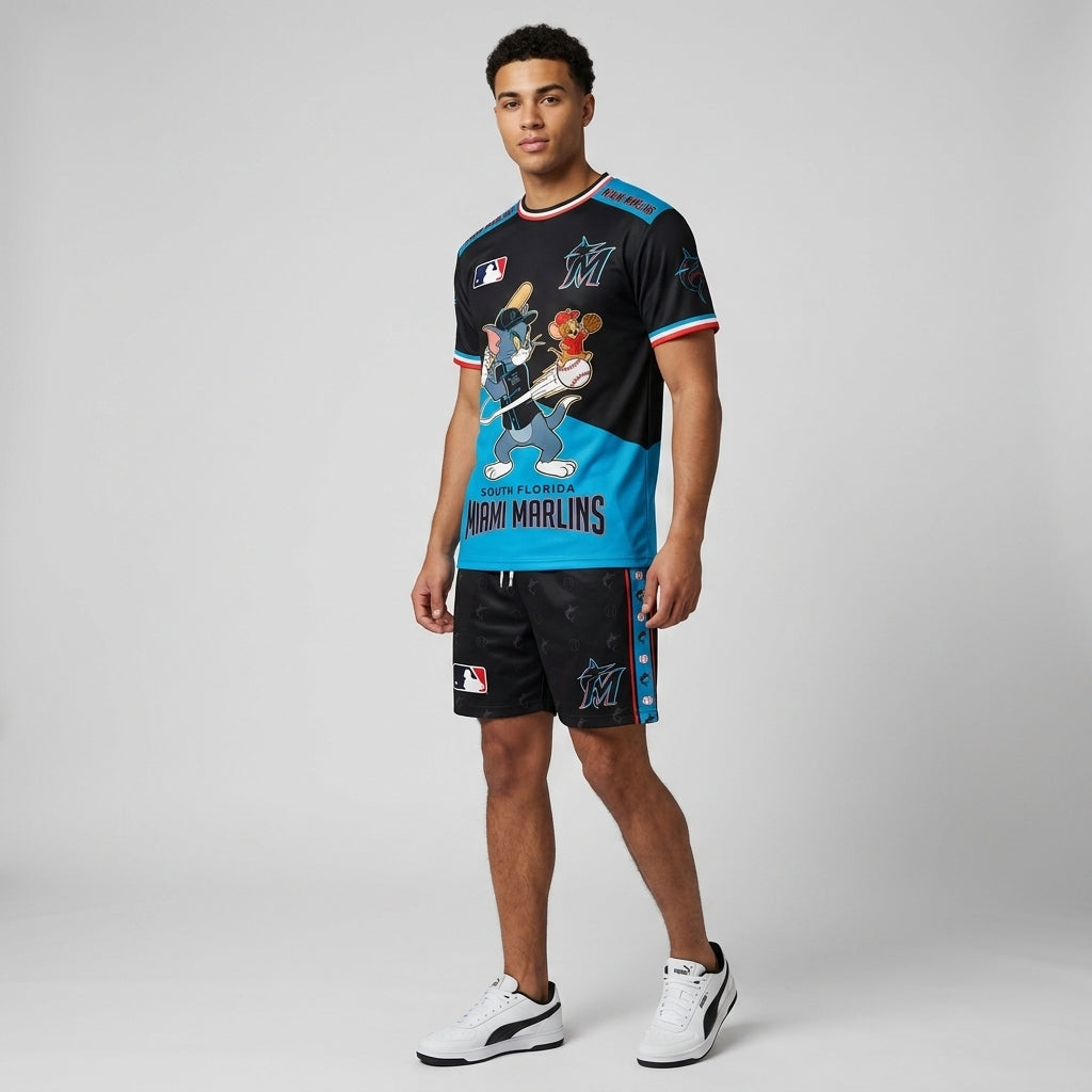 All USA Baseball Teams Inspired Fan Set, Graphic T-Shirt And Shorts Combo Outfit