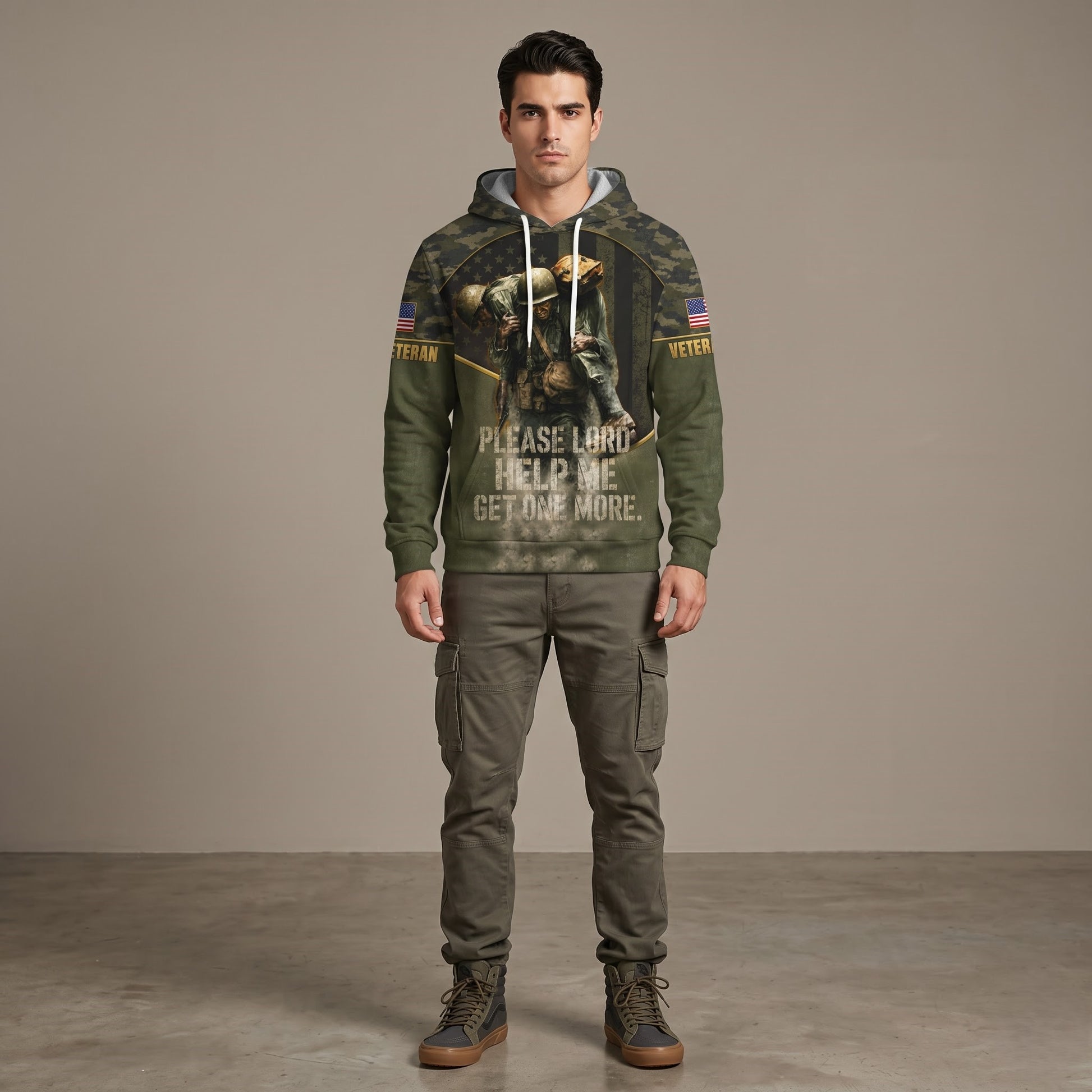 American Veteran Faith Shirt — Jesus Christ Veteran Graphic T-Shirt — Sweatshirt — Hoodie & Zip Hood - Custom Fan Apparel Image 4