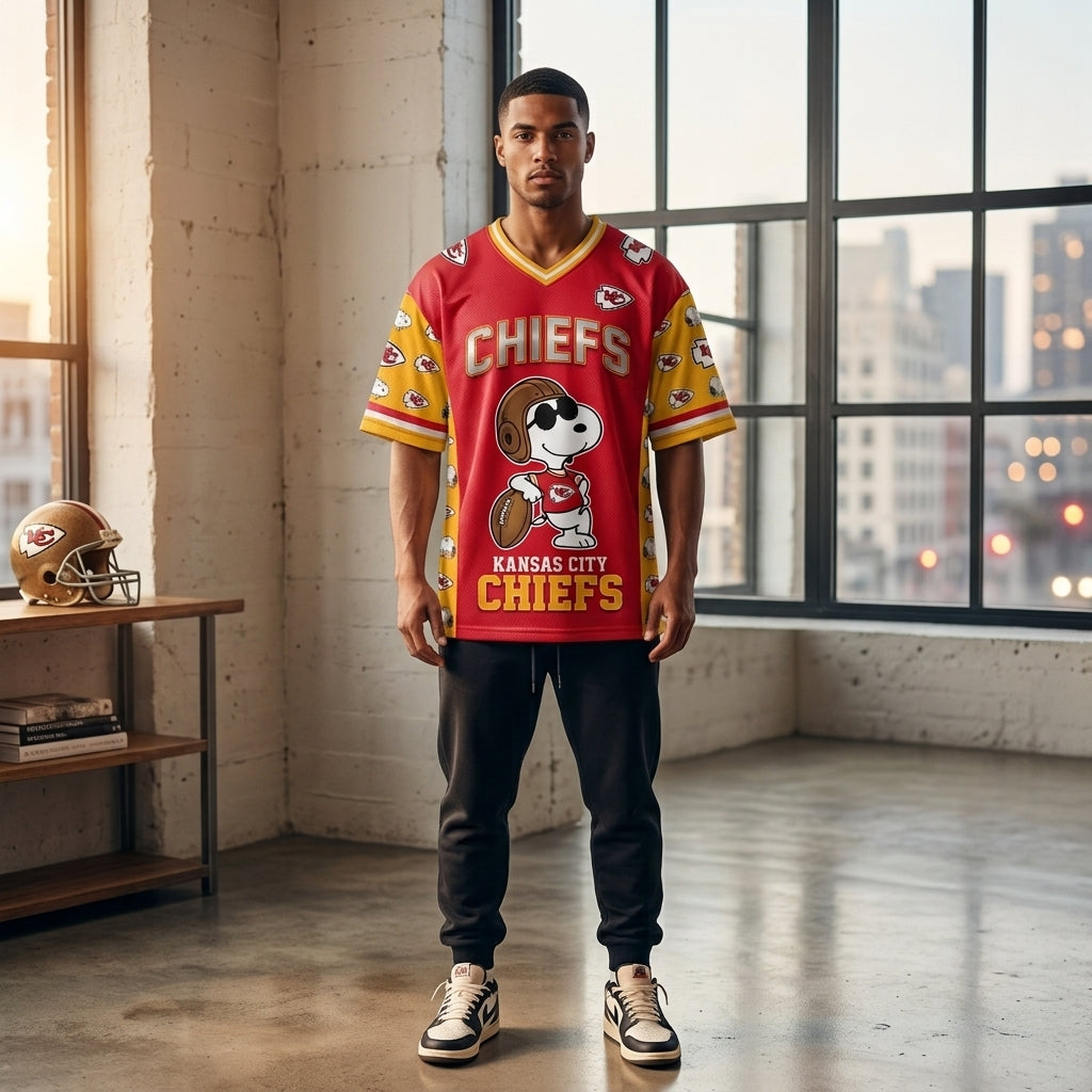 32 Teams Available | Cartoon Beagle Football Jersey, Sport Fan Shirt