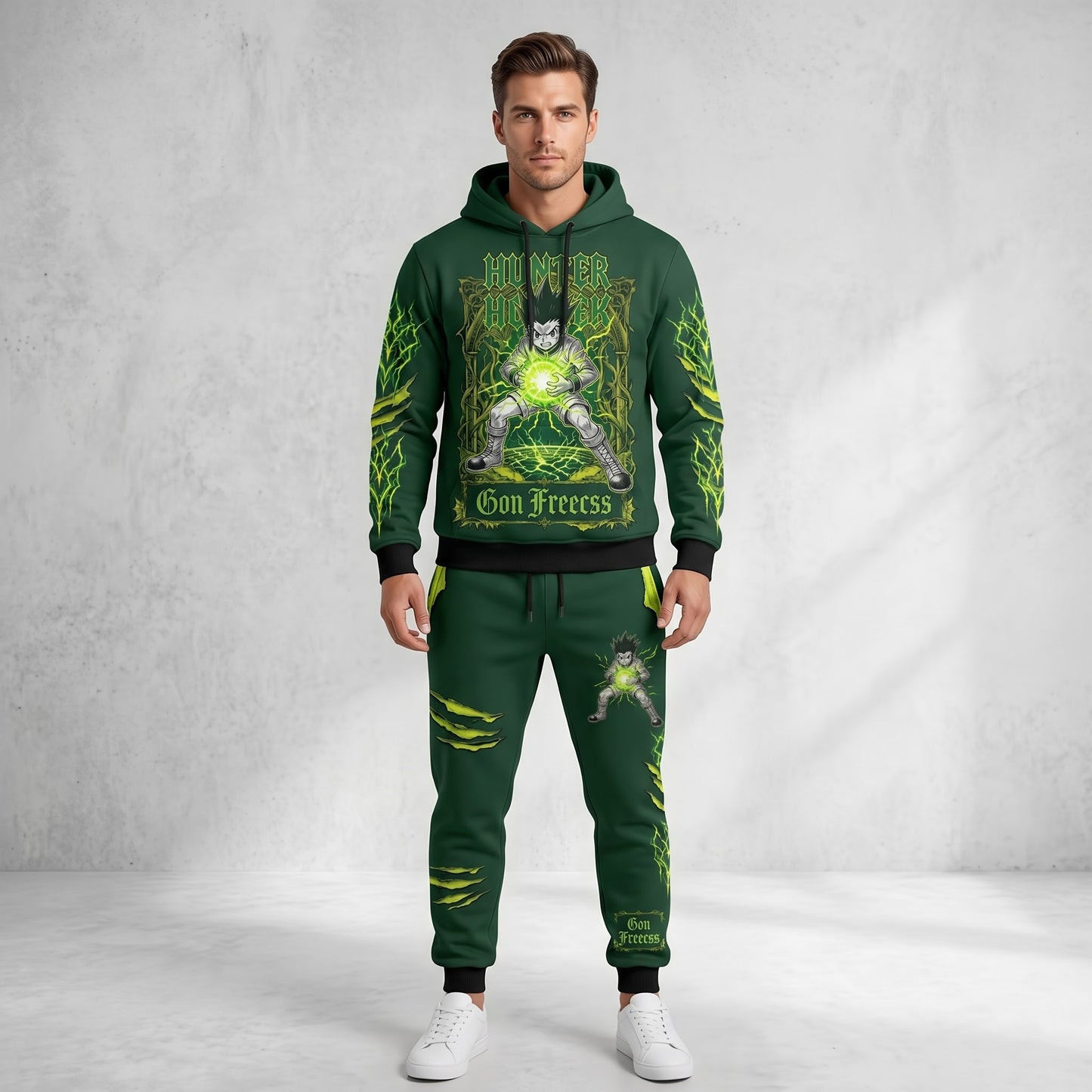 Anime Hunter Hoodie & Sweatpants Set — Manga Inspired Tracksuit — Character Graphic Jogger Set for A - Custom Fan Apparel Image 2