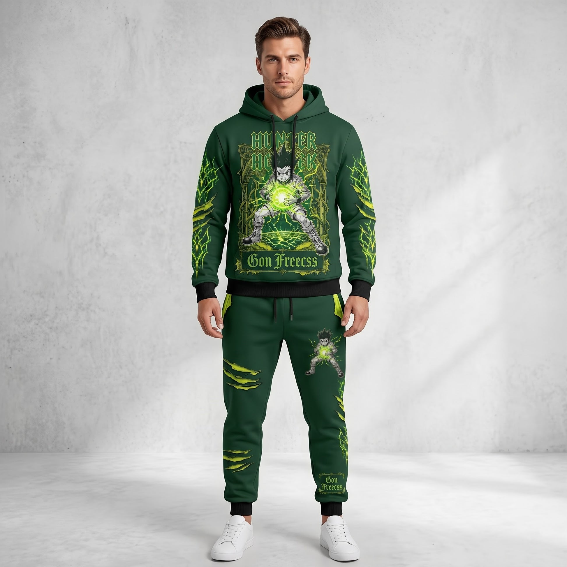 Anime Hunter Hoodie & Sweatpants Set — Manga Inspired Tracksuit — Character Graphic Jogger Set for A - Custom Fan Apparel Image 2