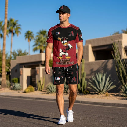 Cartoon Duck Baseball Fan T-Shirt And Shorts Set, Sport Outfit Combo | 30 Teams Available