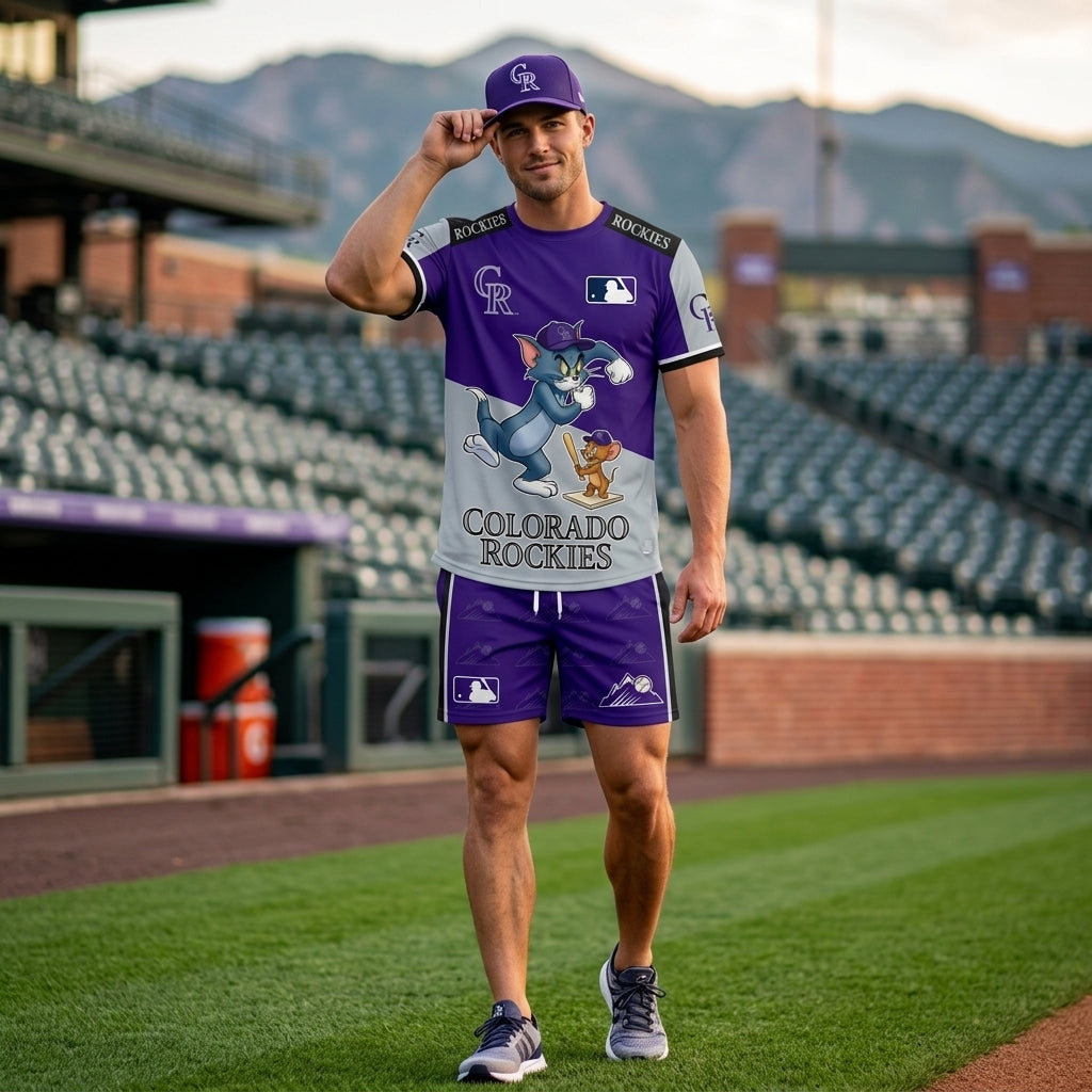 All USA Baseball Teams Inspired Fan Set, Graphic T-Shirt And Shorts Combo Outfit