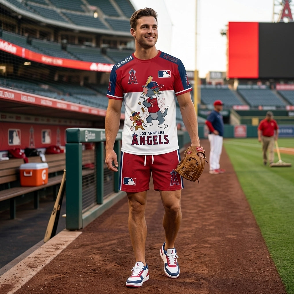 All USA Baseball Teams Inspired Fan Set, Graphic T-Shirt And Shorts Combo Outfit