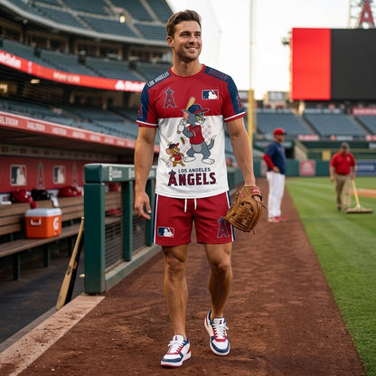 All USA Baseball Teams Inspired Fan Set, Graphic T-Shirt And Shorts Combo Outfit