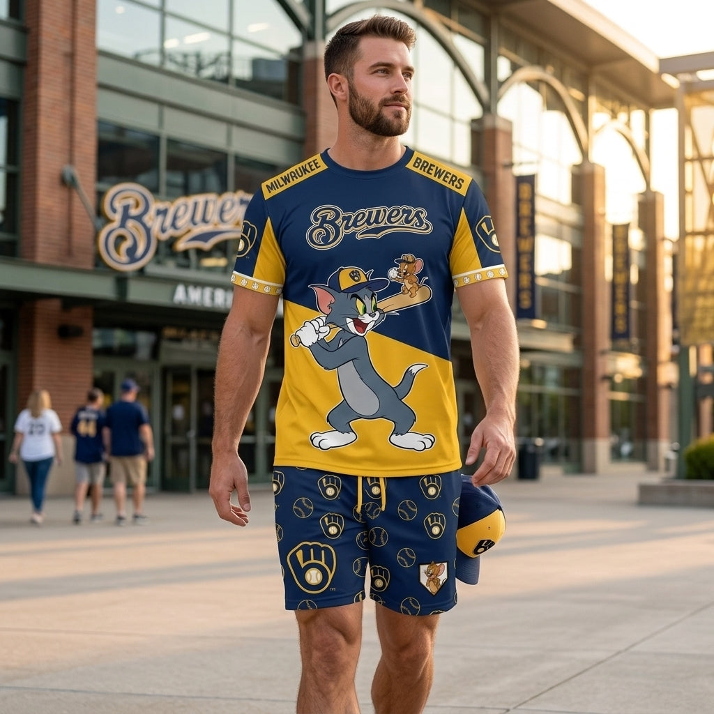 All USA Baseball Teams Inspired Fan Set, Graphic T-Shirt And Shorts Combo Outfit
