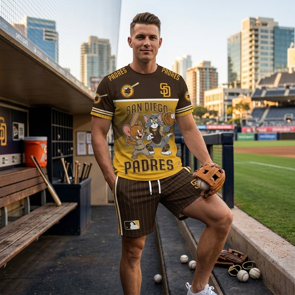 All USA Baseball Teams Inspired Fan Set, Graphic T-Shirt And Shorts Combo Outfit