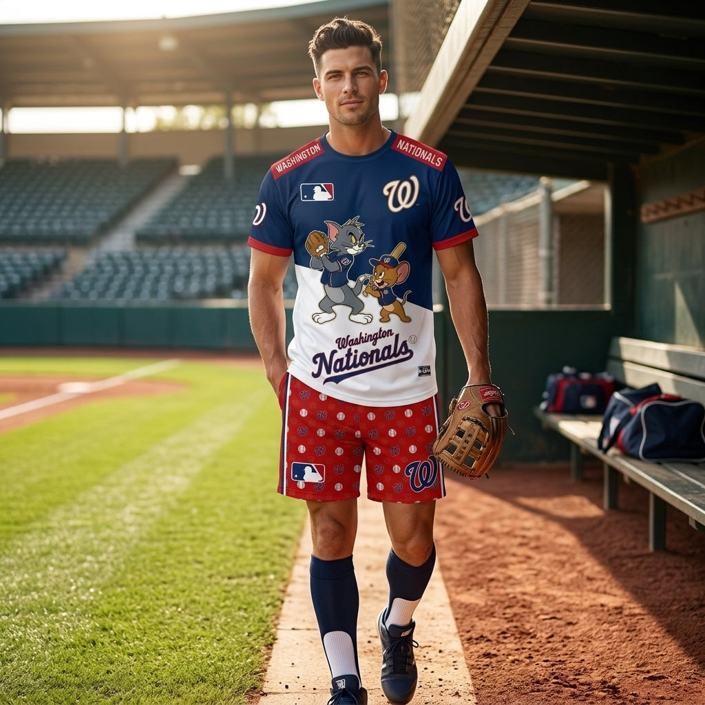 All USA Baseball Teams Inspired Fan Set, Graphic T-Shirt And Shorts Combo Outfit