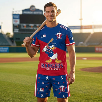Cartoon Duck Baseball Fan T-Shirt And Shorts Set, Sport Outfit Combo | 30 Teams Available