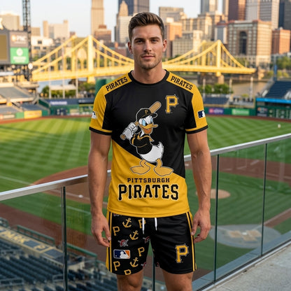 Cartoon Duck Baseball Fan T-Shirt And Shorts Set, Sport Outfit Combo | 30 Teams Available