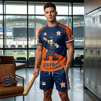 Cartoon Duck Baseball Fan T-Shirt And Shorts Set, Sport Outfit Combo | 30 Teams Available
