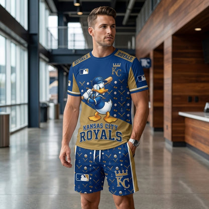 Cartoon Duck Baseball Fan T-Shirt And Shorts Set, Sport Outfit Combo | 30 Teams Available
