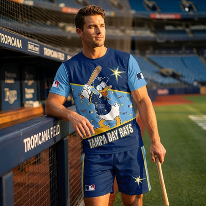 Cartoon Duck Baseball Fan T-Shirt And Shorts Set, Sport Outfit Combo | 30 Teams Available