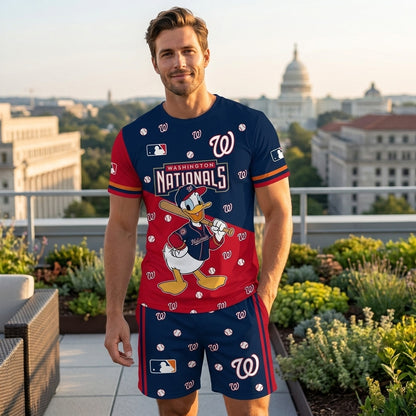 Cartoon Duck Baseball Fan T-Shirt And Shorts Set, Sport Outfit Combo | 30 Teams Available