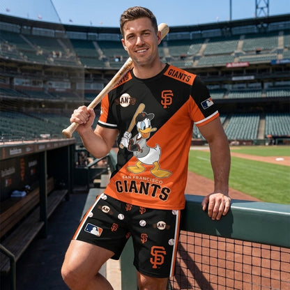 Cartoon Duck Baseball Fan T-Shirt And Shorts Set, Sport Outfit Combo | 30 Teams Available