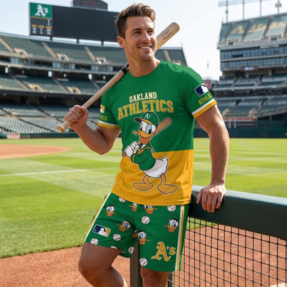 Cartoon Duck Baseball Fan T-Shirt And Shorts Set, Sport Outfit Combo | 30 Teams Available