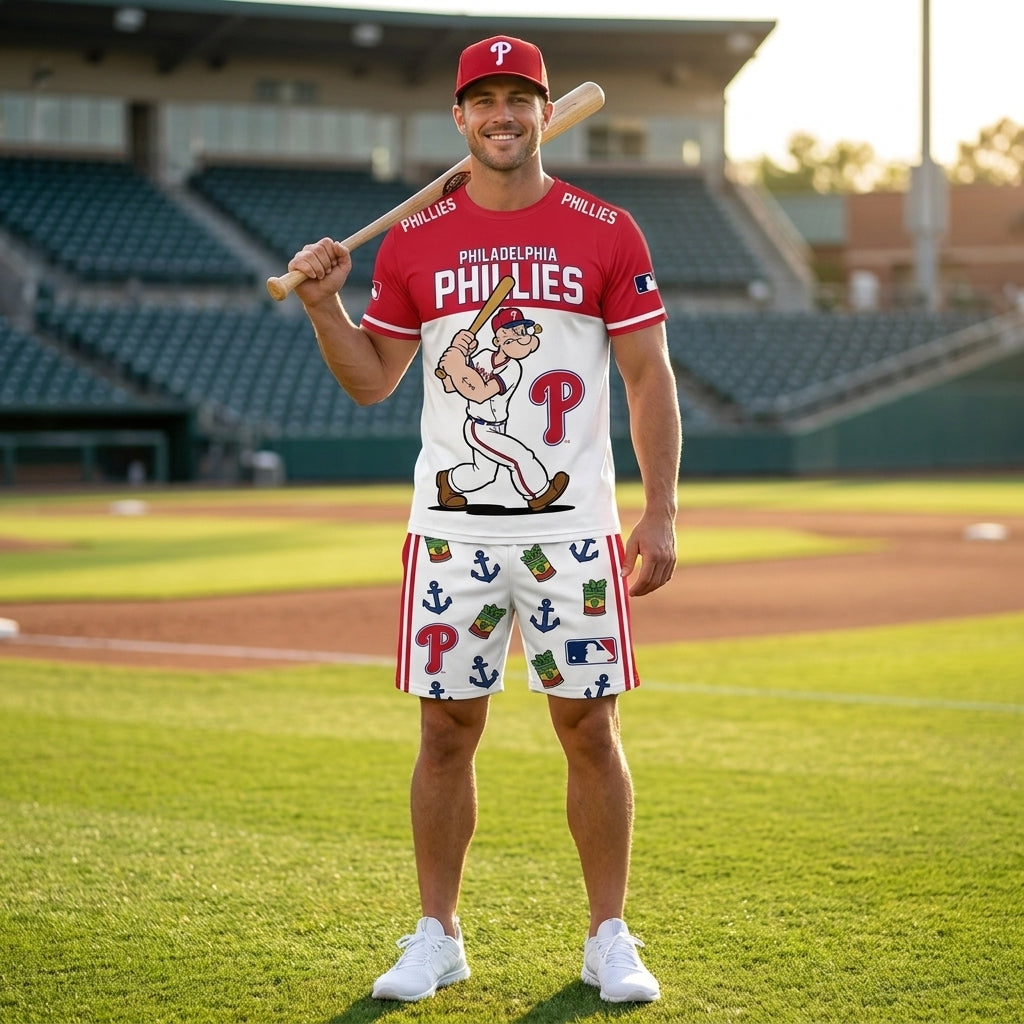 Strong Sailor Baseball Fan T-Shirt And Shorts Set, Sport Outfit Combo | 30 Teams Available