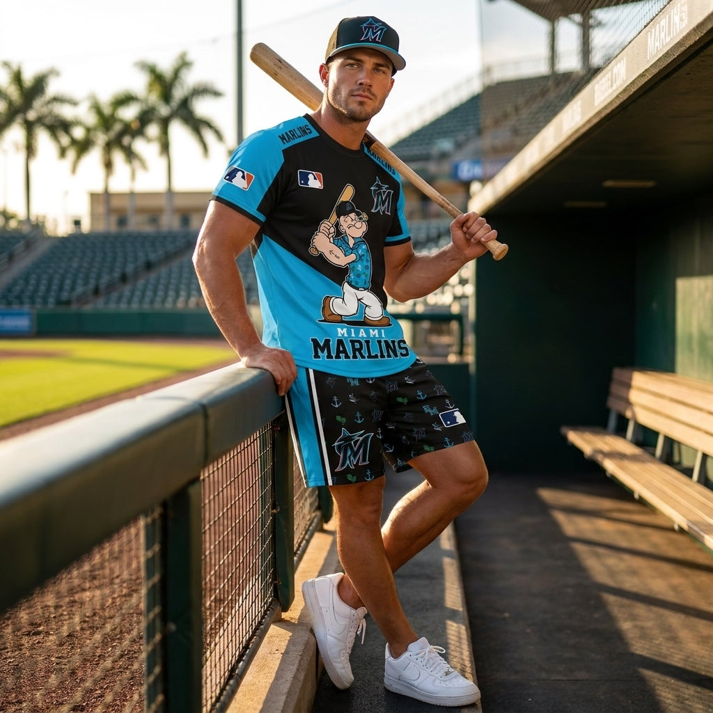 Strong Sailor Baseball Fan T-Shirt And Shorts Set, Sport Outfit Combo | 30 Teams Available