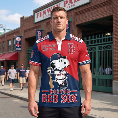 American League - AL Baseball Polo Shirt, Team Color Game Day Polo, Cartoon Dog Baseball Inspired Sports Jersey, Navy Pinstripe Fanwear Shirt
