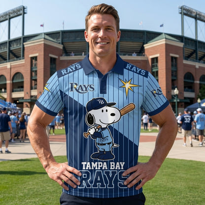 American League - AL Baseball Polo Shirt, Team Color Game Day Polo, Cartoon Dog Baseball Inspired Sports Jersey, Navy Pinstripe Fanwear Shirt