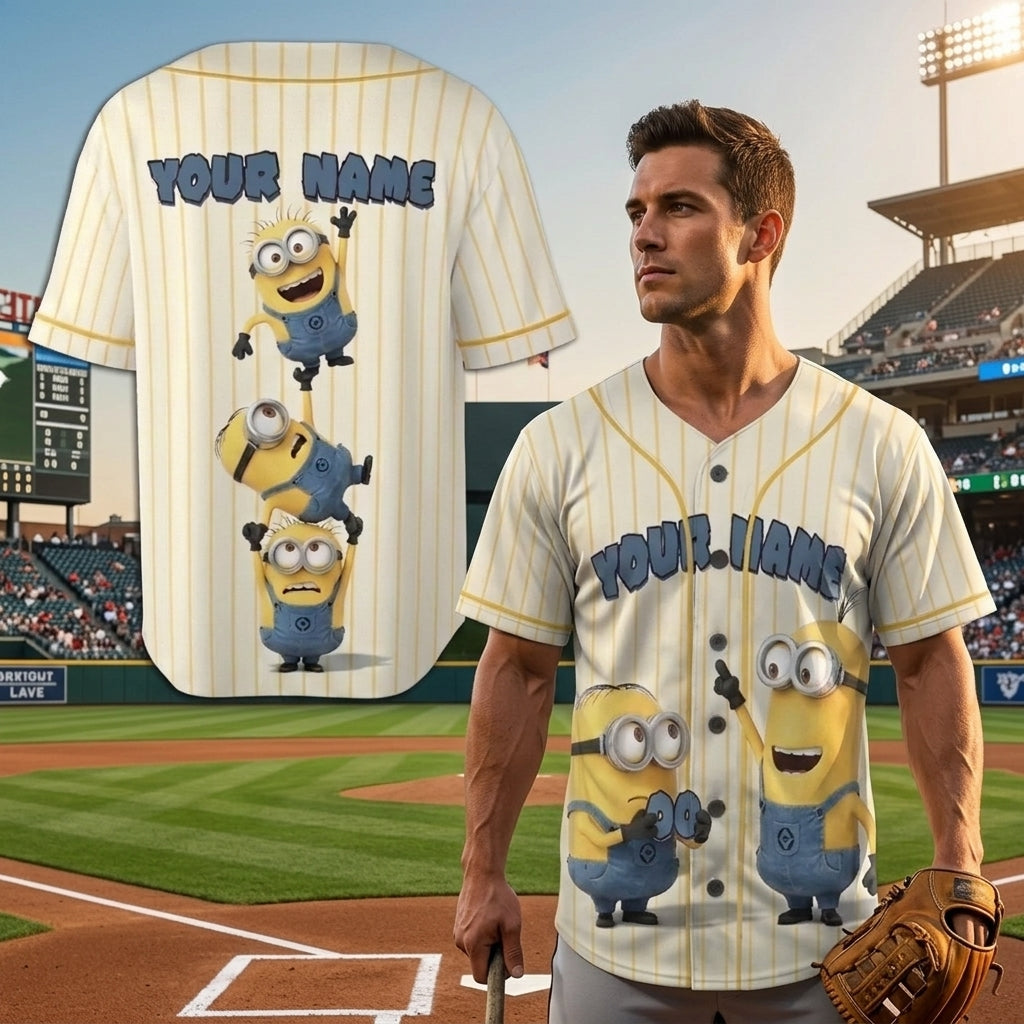 Personalized Baseball Jersey, Custom Name Number Cartoon Character Jersey, Funny Baseball Fan Gift, Family Matching Shirt