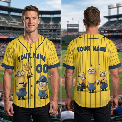 Personalized Baseball Jersey, Custom Name Number Cartoon Character Jersey, Funny Baseball Fan Gift, Family Matching Shirt