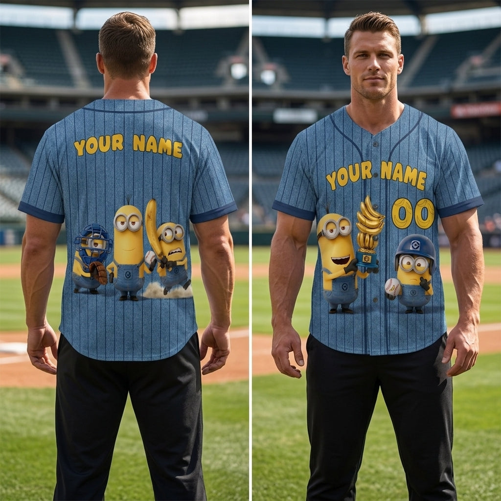Personalized Baseball Jersey, Custom Name Number Cartoon Character Jersey, Funny Baseball Fan Gift, Family Matching Shirt